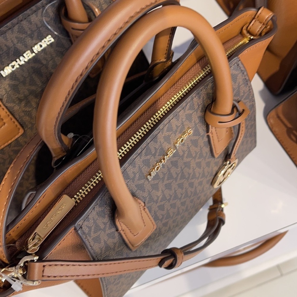 Michael Kors Avril Small Top Zip Satchel Shoulder Bag Color Brown - Picture 11 of 16